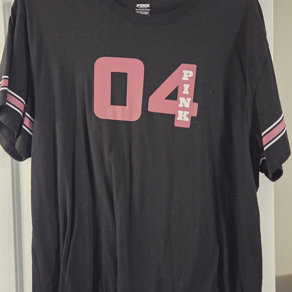 PINK Victoria's Secret Black Tee with Pink Accents